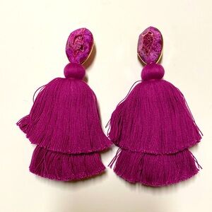 Fuchsia Pink Tassel Earrings